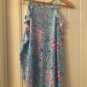 Lilly Pulitzer Billie Tank Top Blue and Pink Blue Ibiza Now You Sea Me L